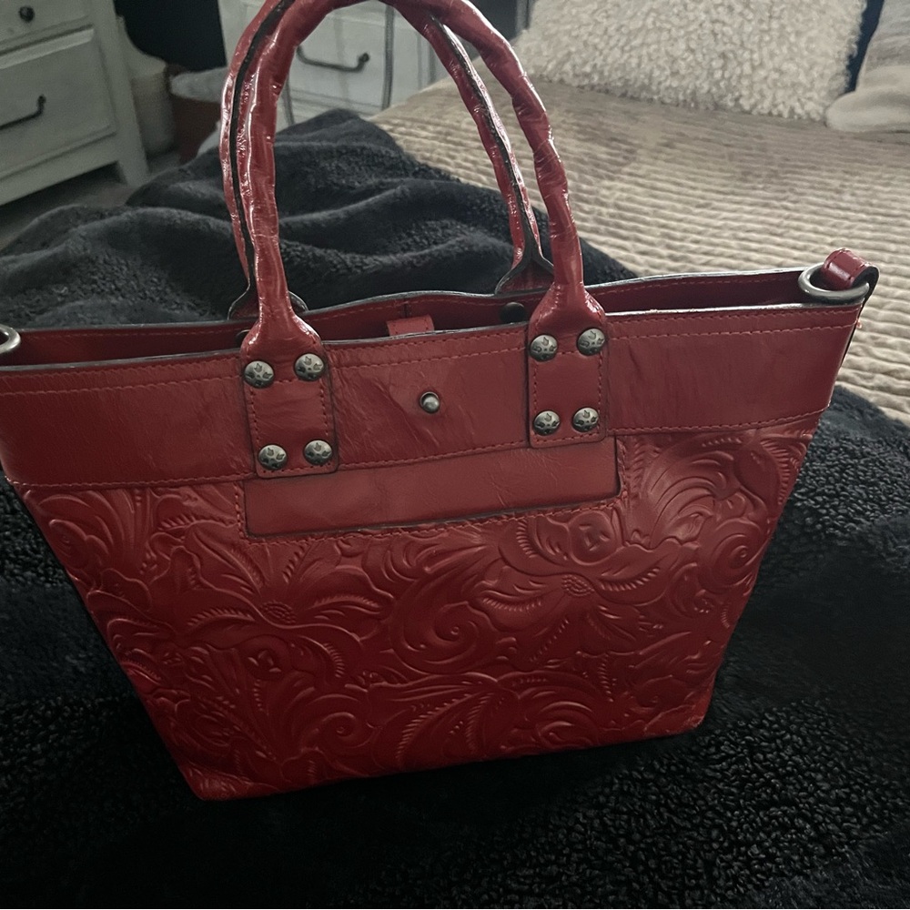 Patricia Nash Red Embossed Satchel
